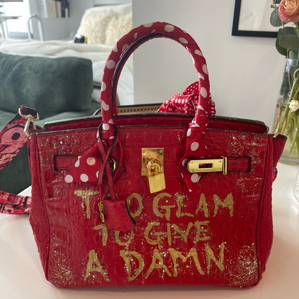 Anca Barbu Red Painted Leather Bag